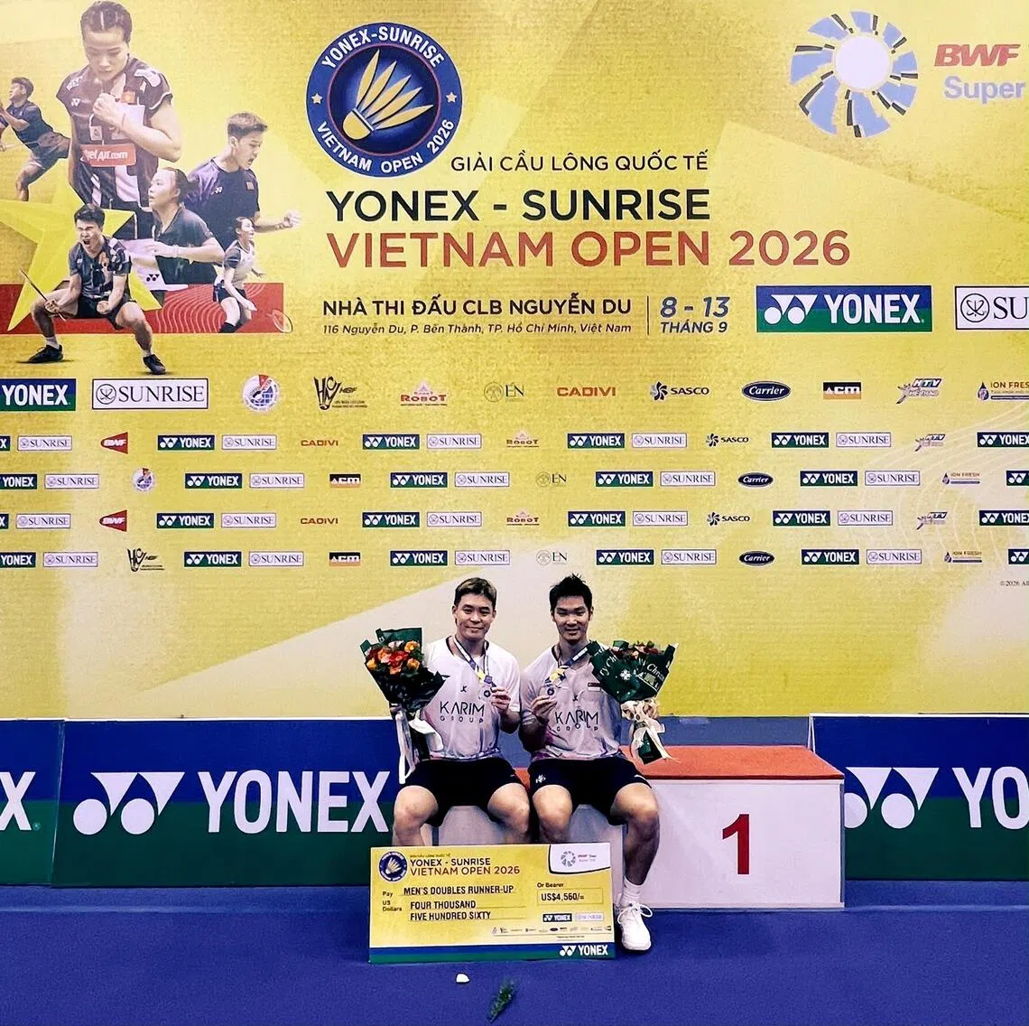 Singapore’s Terry Hee (left) and Howin Wong are optimistic about their new partnership after finishing runners-up at the Vietnam Open on Sept 13.