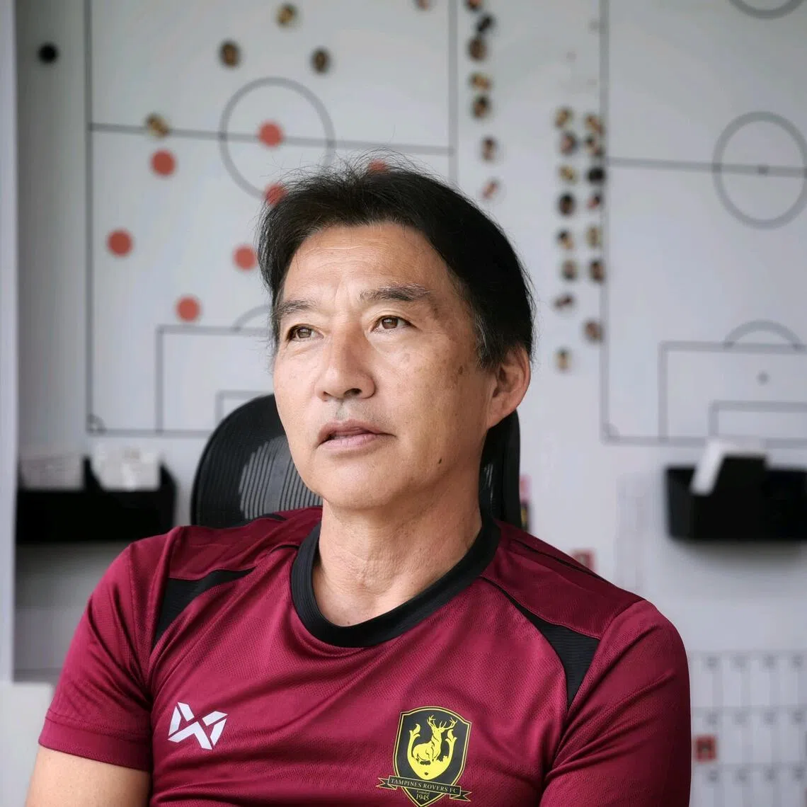 Interview with new BG Tampines Rovers coach Katsuhito Kinoshi at his office in Our Tampines Hub on April 8, 2026.