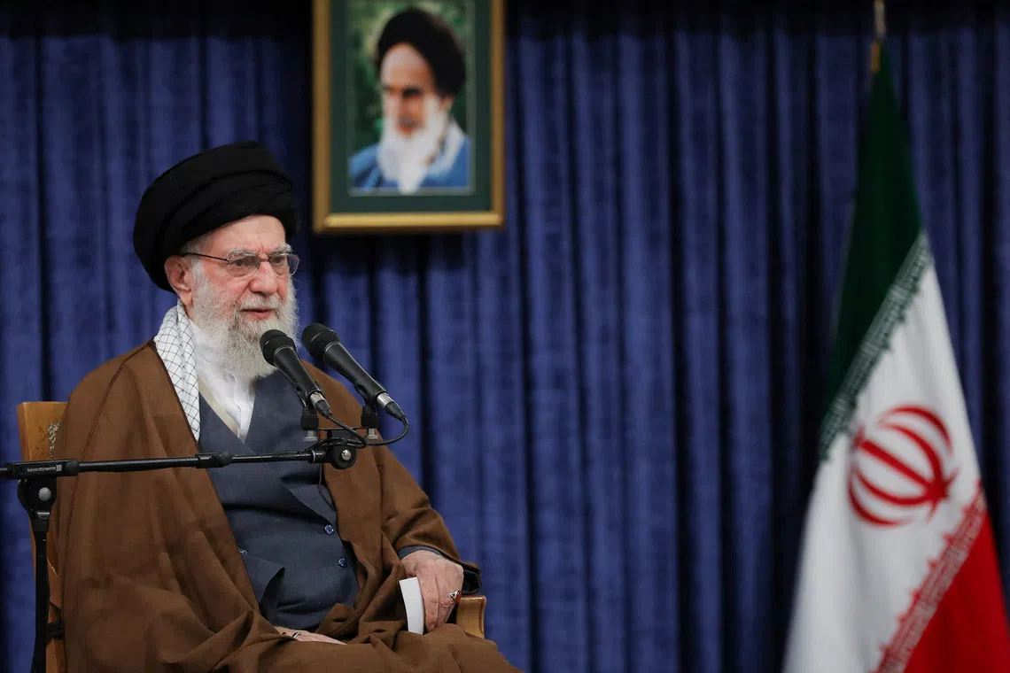 Iran's Supreme Leader Ayatollah Ali Khamenei speaks during a meeting in Tehran, Iran, October 20, 2025. Office of the Iranian Supreme Leader/WANA (West Asia News Agency)/Handout via REUTERS