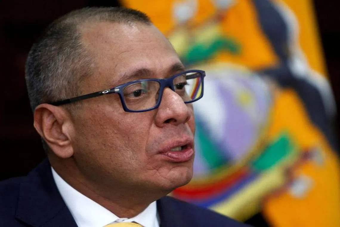FILE PHOTO: Ecuador's then-Vice President Jorge Glas talks during an interview with Reuters at the Government Palace in Quito, Ecuador, August 29, 2017.  REUTERS/Daniel Tapia/File Photo