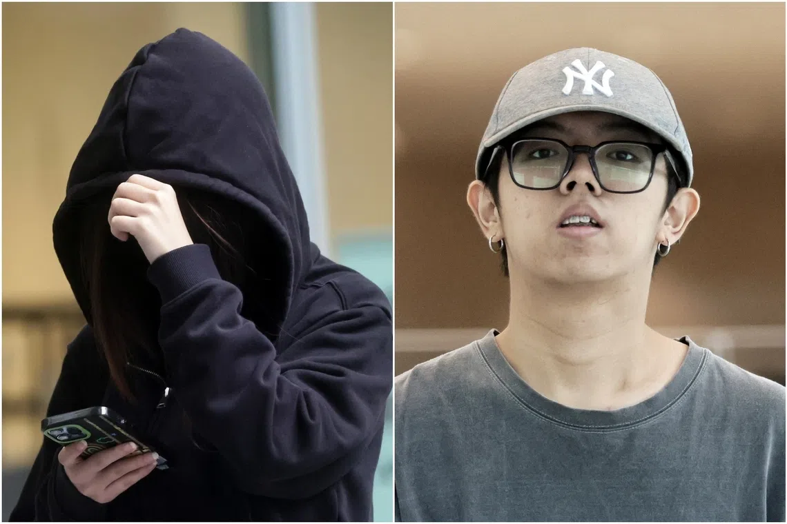 Albee Chai Buo Yin (left) and Klein Kong Yan Kai at the State Courts on Nov 25.