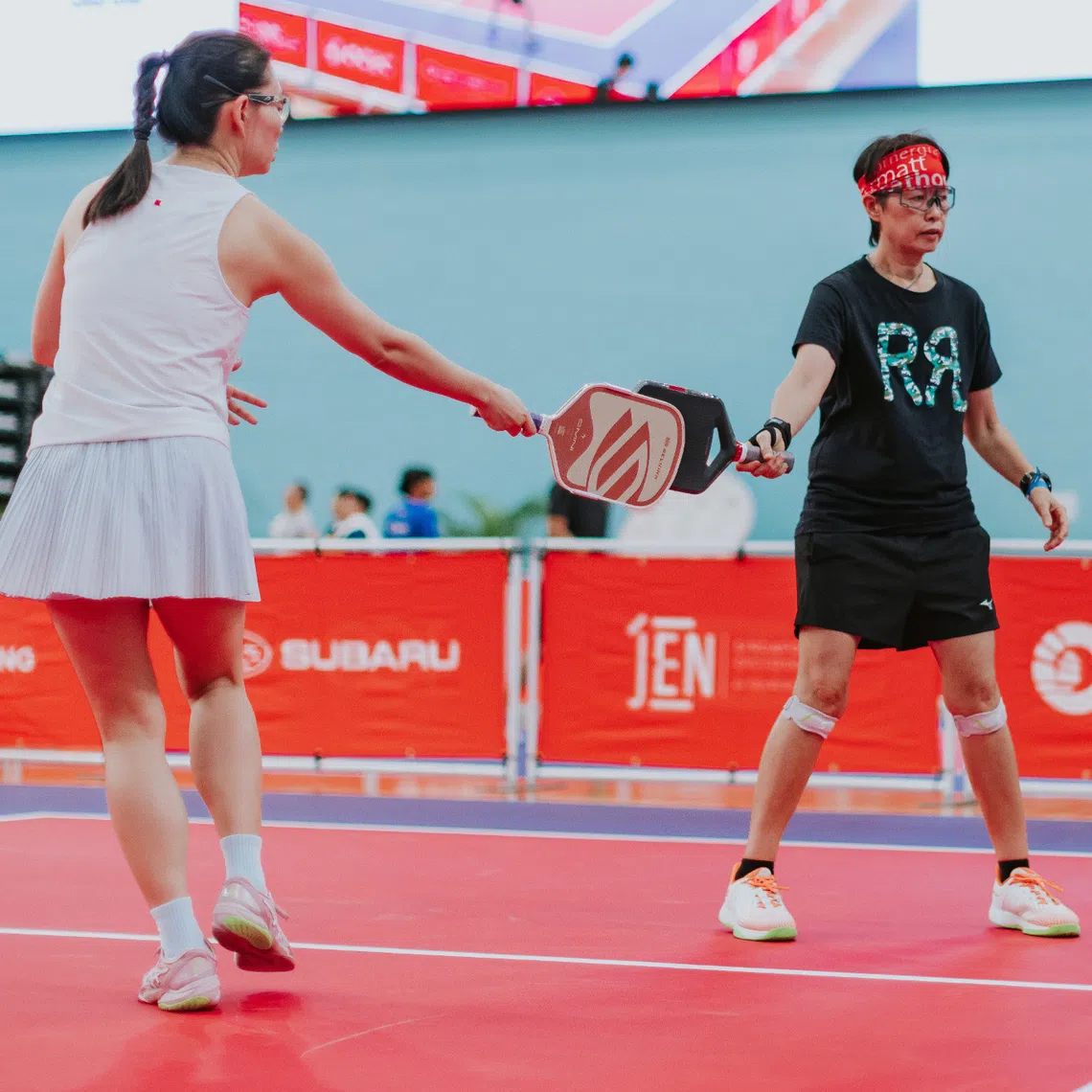 Thai national Punnee Amornviputpanich (right, with her Singaporean friend Jocelyn Chua) was among over 1,000 participants who took part in the inaugural OCBC-Great Eastern Pickleball Open.