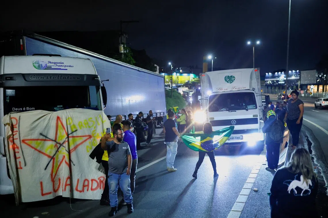Supporters of Brazil's President Jair Bolsonaro protested over his election defeat.
