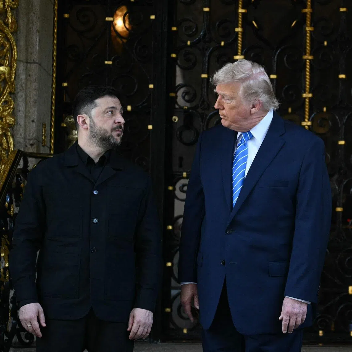 US President Donald Trump and Ukrainian President Volodymyr Zelensky met in Davos on Jan 22.