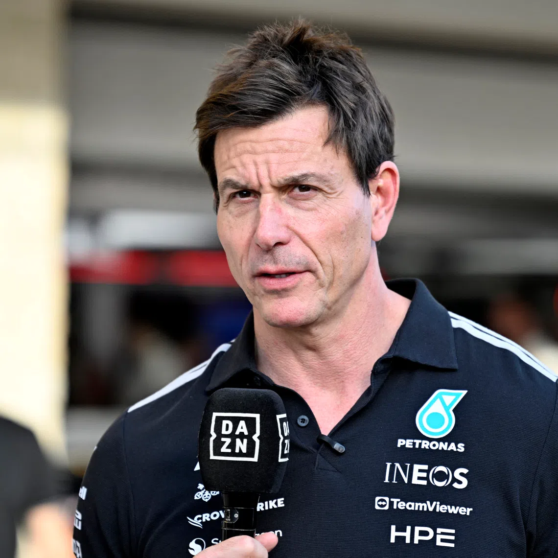Formula One F1 - United States Grand Prix - Circuit of the Americas, Austin, Texas, U.S. - October 24, 2026 Mercedes team principal Toto Wolff is interviewed after Andrea Kimi Antonelli finishes in pole position IMAGN IMAGES via Reuters/Jerome Miron