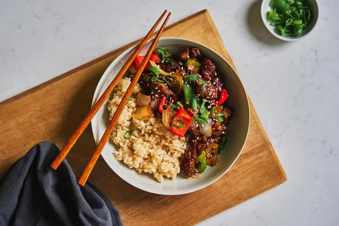 aztalk23 - A meal made using Australian startup Harvest B's B Strong Slow Cooked Diced Beef, which combines premium quality animal proteins with premium plant proteins.

Credit: Harvest B