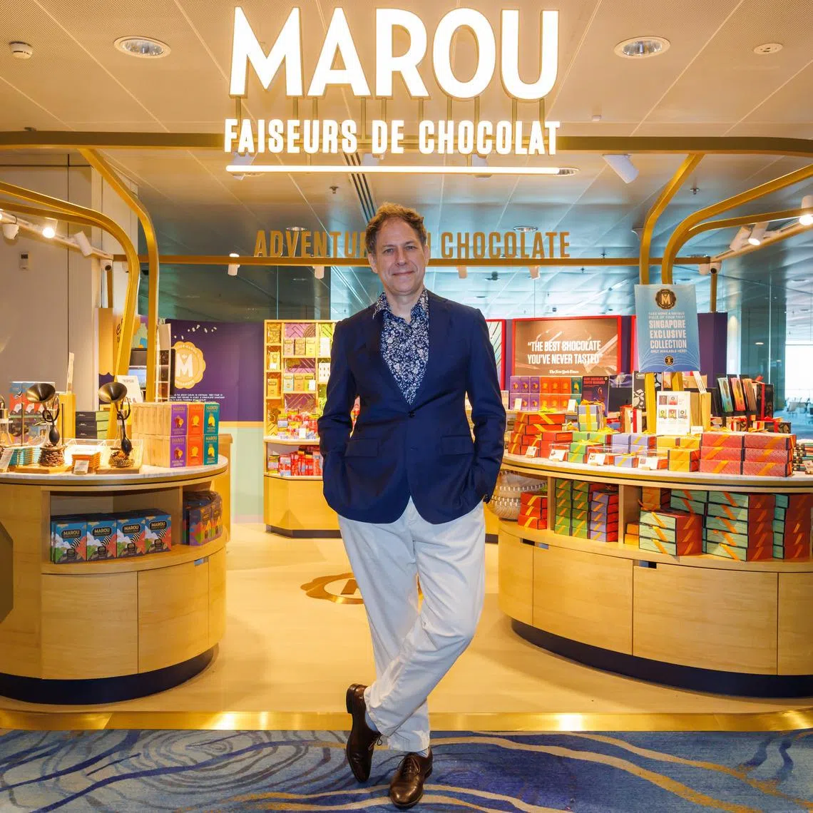 Co-founder Vincent Mourou at the brand’s new retail boutique at Singapore Changi Airport’s Terminal 1.