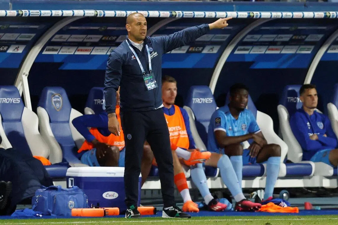 Then 
Troyes coach Patrick Kisnorbo in the French Ligue 1 game against Paris St-Germain at Stade de l'Aube in Troyes on May 7, 2023.