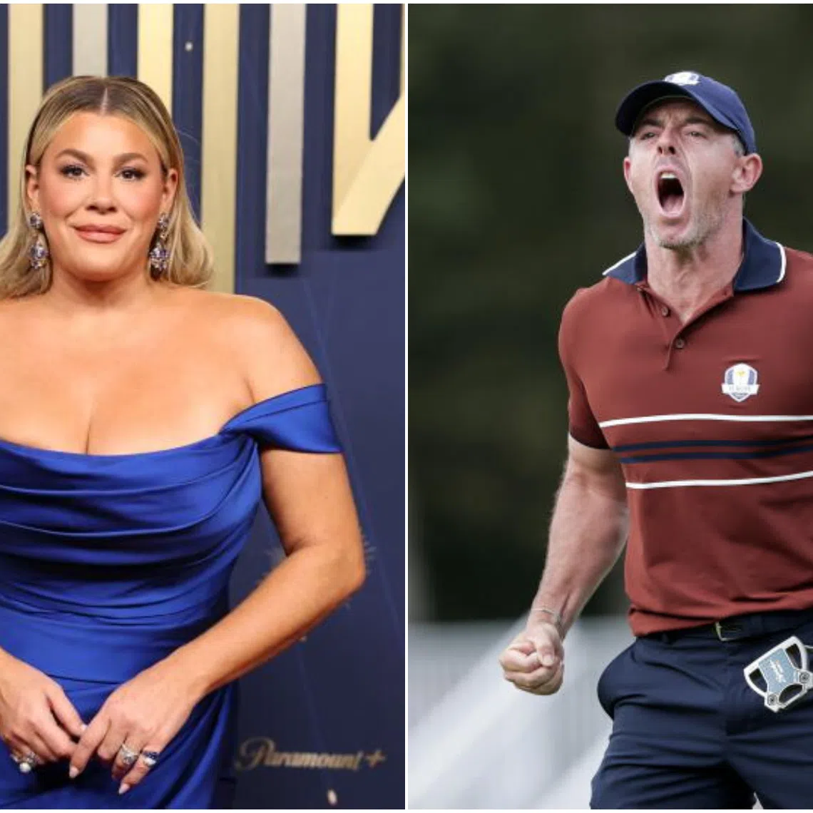 American actress Heather McMahan (left) steps down from hosting the Ryder Cup after she repeated a vulgar chant aimed at Rory McIlroy.