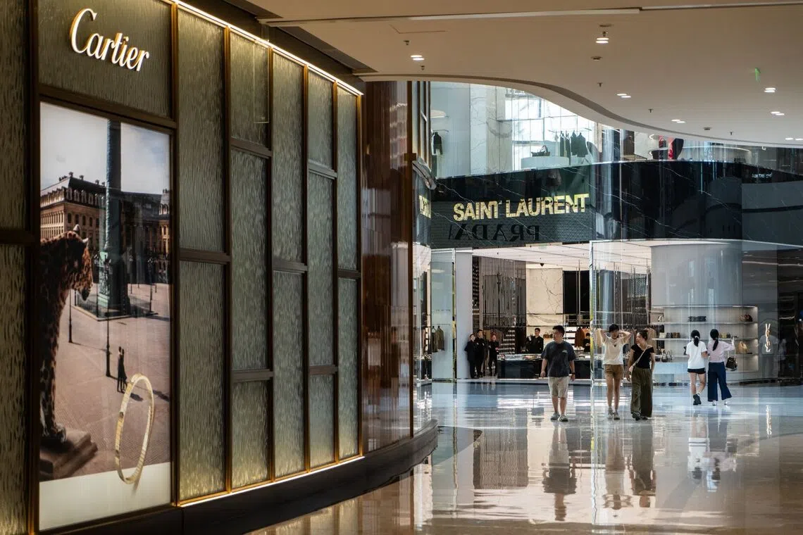 Cartier and Yves Saint Laurent stores in Haikou, China.