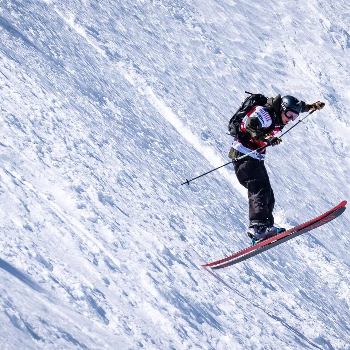 (FILES) United States Ross Tester competes to place second in the ski event during the Freeride World Tour finals Verbier Xtreme on the Bec de Rosses mountain above the Swiss Alps resort of Verbier, on March 20, 2025. The International Olympic Committee (IOC) added freeride skiing and snowboarding events, as well as synchronised skating, to the programme for the 2030 Winter Olympics, while dropping Nordic combined. The Games, due to be held in and around the French Alps, will also be the first Winter Olympics to achieve gender parity. (Photo by Maxime SCHMID / AFP)