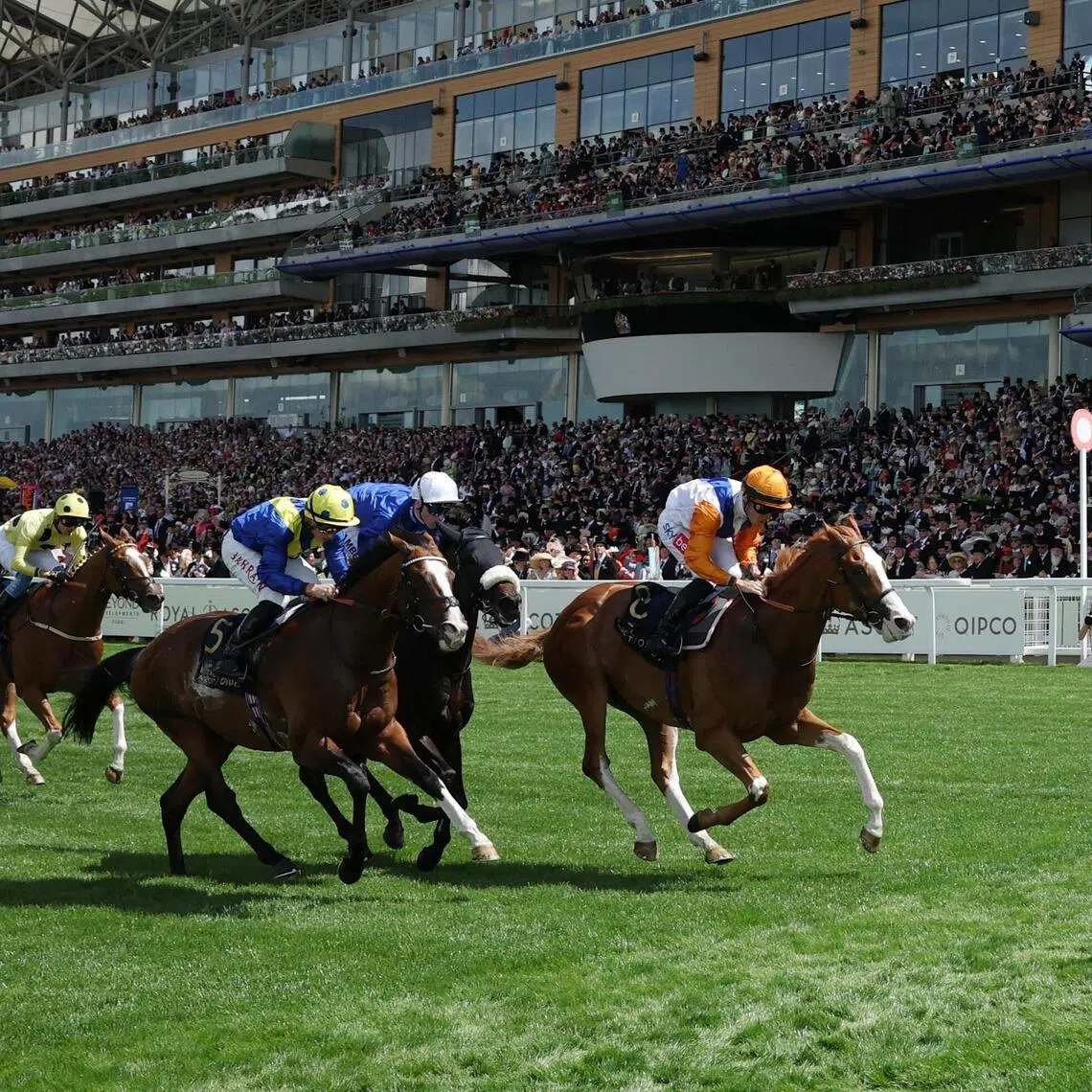 Kieran Shoemark riding Ten Bob Tony to win the Queen Anne Stakes at Royal Ascot on June 16, 2026.