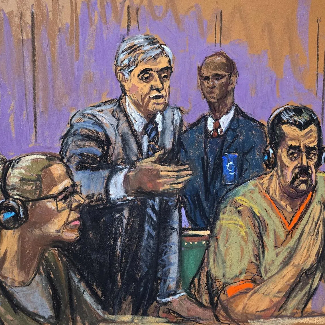 Ousted Venezuelan president Nicolas Maduro with his wife, Cilia Flores attend a hearing in New York City on March 26.