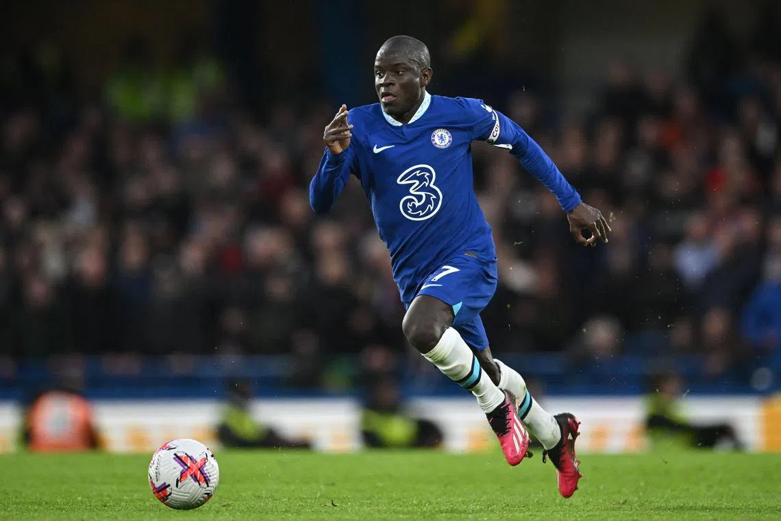 Chelsea's N'Golo Kante controlling the ball during the English Premier League atch against Aston Villa at Stamford Bridge.