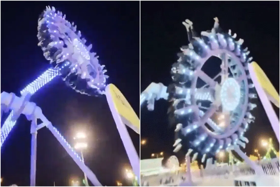 Footage circulating online show the “360 Degrees” ride breaking in half, with the circular carousel crashing down from a height of several metres.