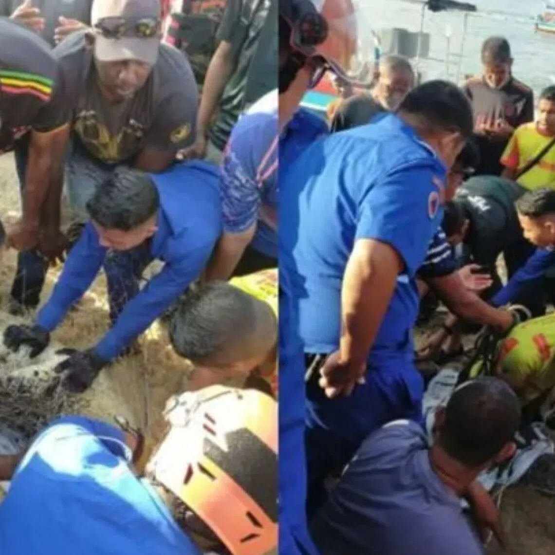 Some 20 officers and personnel were deployed, supported by the police, Fire and Rescue Department, the Wildlife Department and local fishermen.