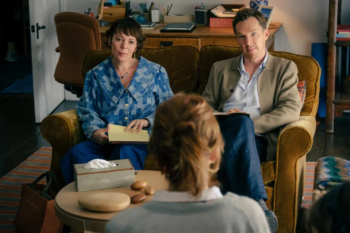 Olivia Colman (left) and Benedict Cumberbatch in The Roses. 