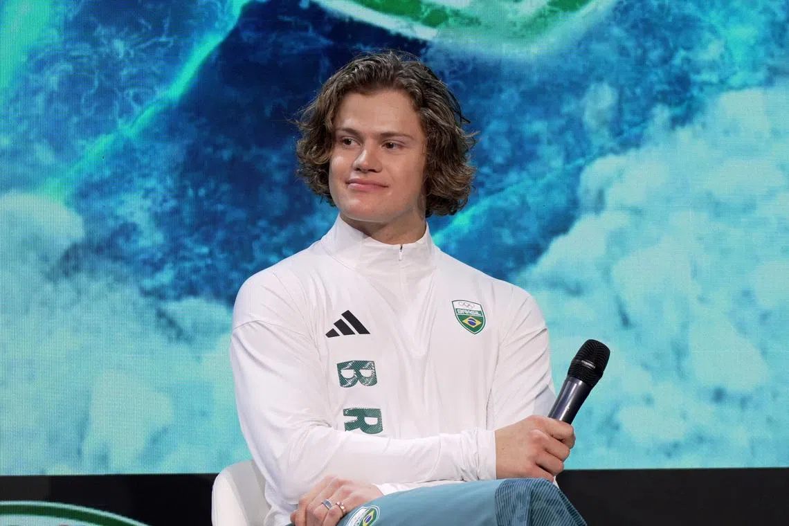 Milano Cortina 2026 Winter Olympics - Milan, Italy - February 7, 2026 Brazilian alpine skier, Lucas Pinheiro Braathen during a press conference in Casa Brasil in Milan REUTERS/Leonardo Benassatto