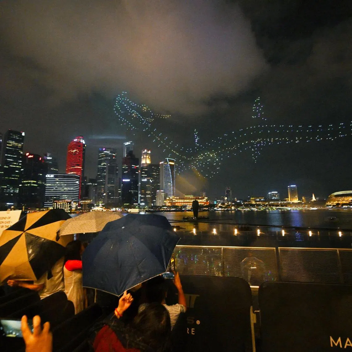The 10-minute show, along the Marina Bay Waterfront promenade, featured 1,500 synchronised drones.
