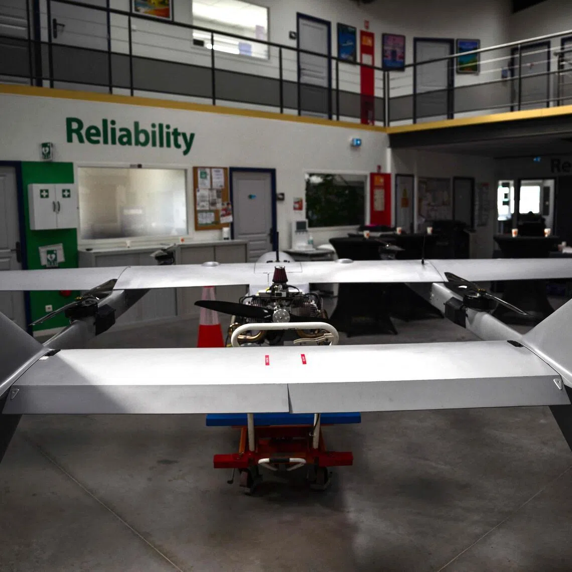 A drone at the Survey Copter factory, an Airbus subsidiary, in Pierrelatte, southern France.  At Survey Copter, a French SME integrated into Airbus, the European aerospace corporation is leaning on its know-how in helicopters to develop drones — which have become the sinews of modern warfare — and to make them cooperate with manned aircraft.