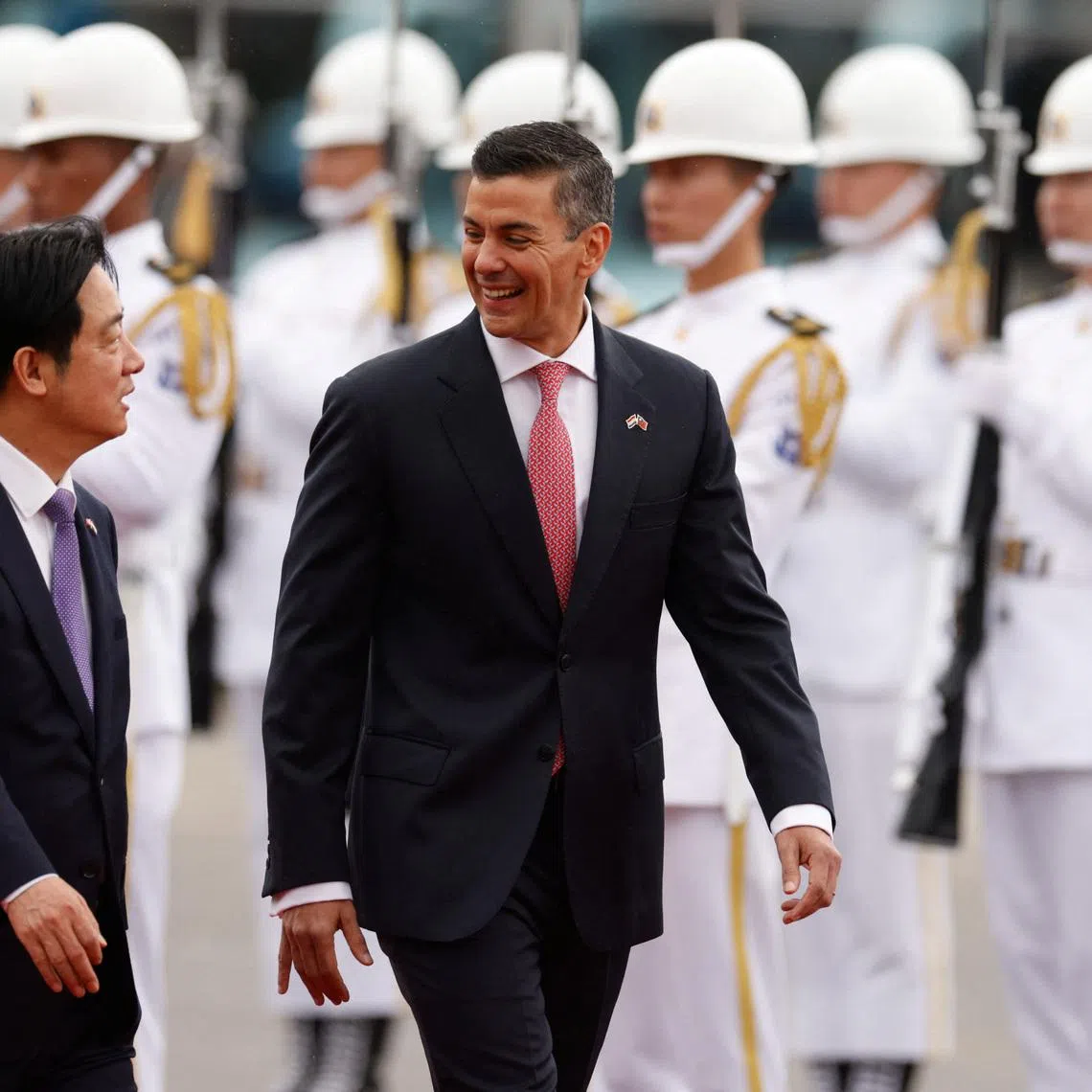 Paraguay President Santiago Pena attends a welcoming ceremony with Taiwan President Lai Ching-te in Taipei, Taiwan May 8, 2026. REUTERS/Ann Wang