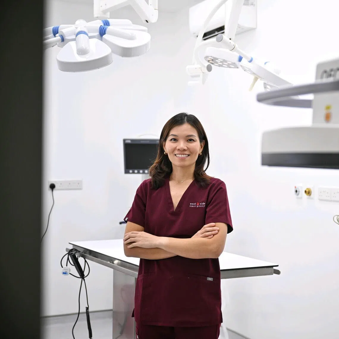 Dr Derniese Goh, the first female small animal surgeon practising in Singapore, at her clinic Westside Emergency, on Apr 14, 2026.