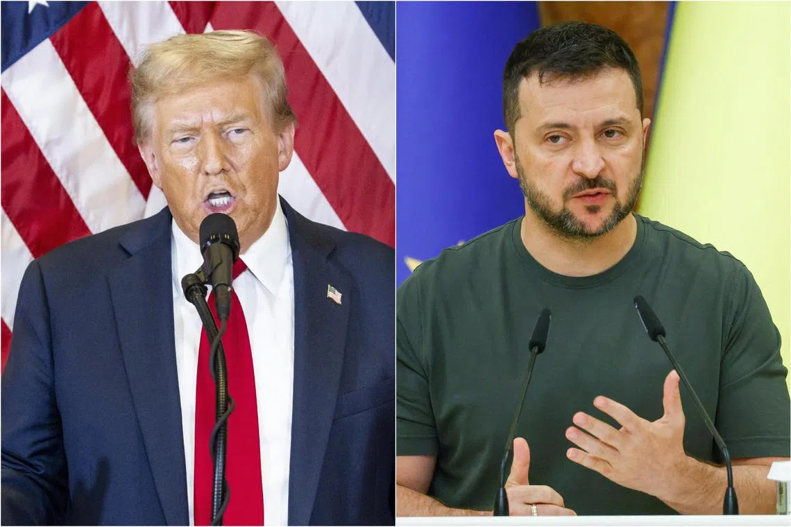 Mr Donald Trump (left) and Mr Volodymyr Zelensky will meet at around 9.45am local time (9.45pm Singapore time) at Trump Tower in New York.