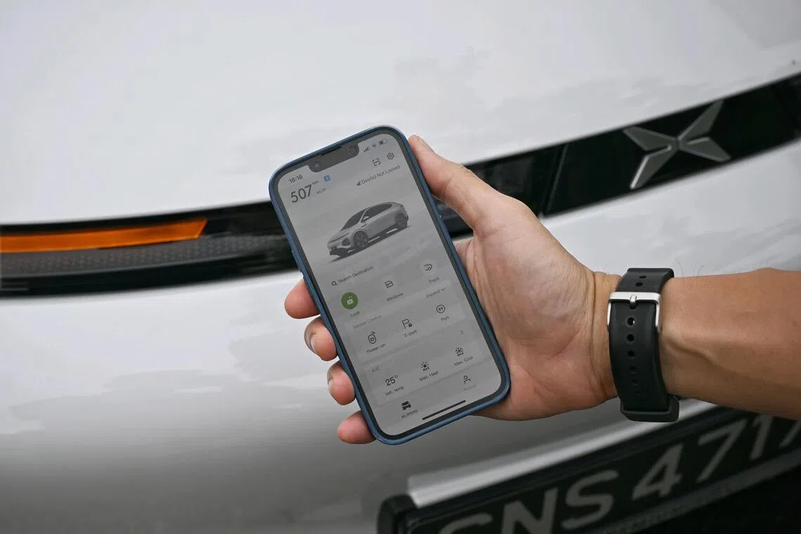 Interior and exterior of the Xpeng G6 on Aug 30, 2024.