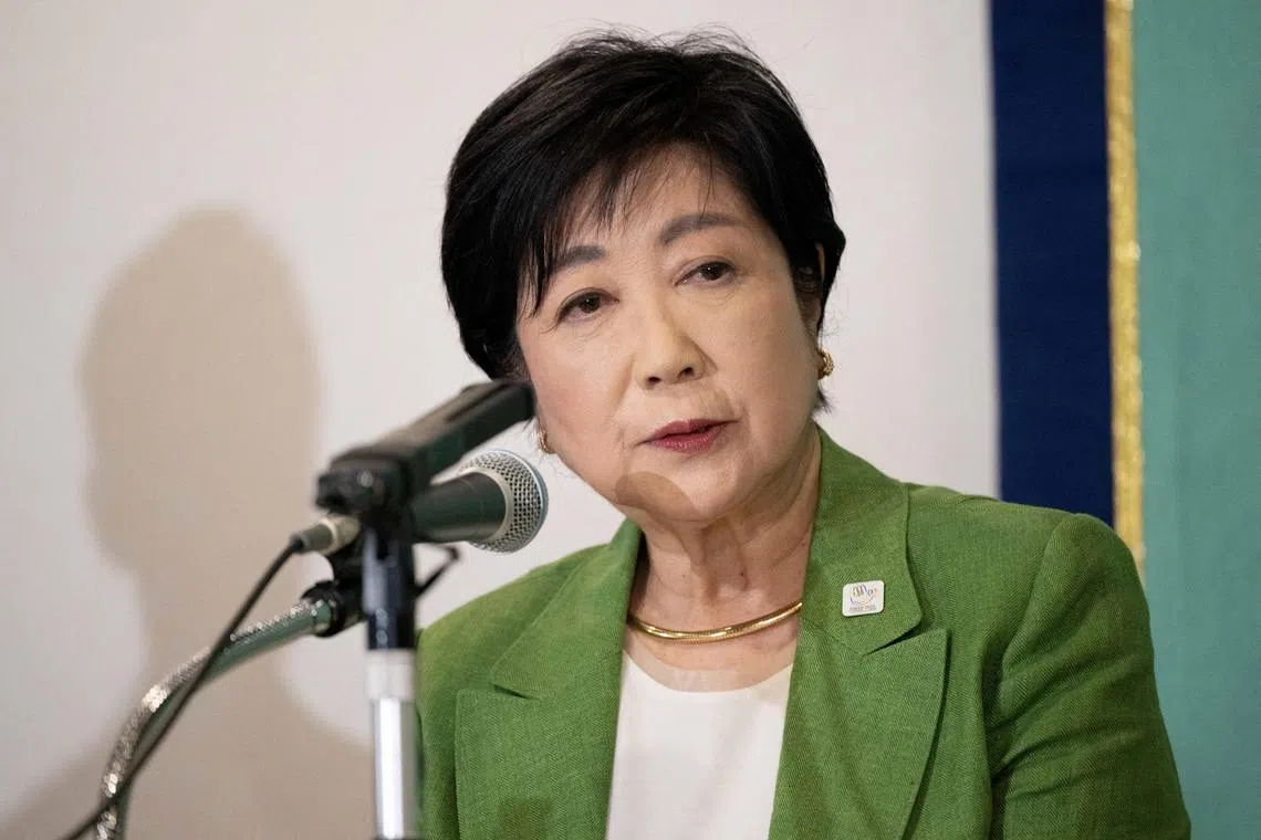 Tokyo Governor Yuriko Koike speaks during a joint press conference for candidates for the Tokyo Gubernatorial Election at the Japan National Press Club in Tokyo on June 19.