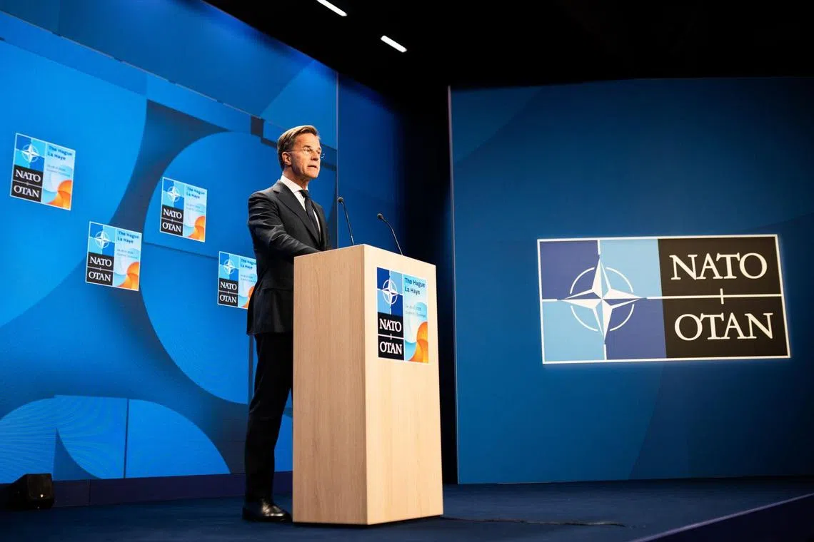 The message was sent earlier as Mr Trump was flying over the Atlantic to meet Mr Rutte as the host of Nato.