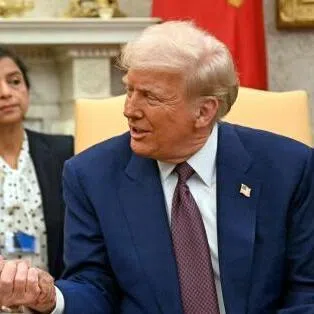 US President Donald Trump (right) and Indian Prime Minister Narendra Modi in the Oval Office of the White House in Washington DC, on Feb 13, 2025.