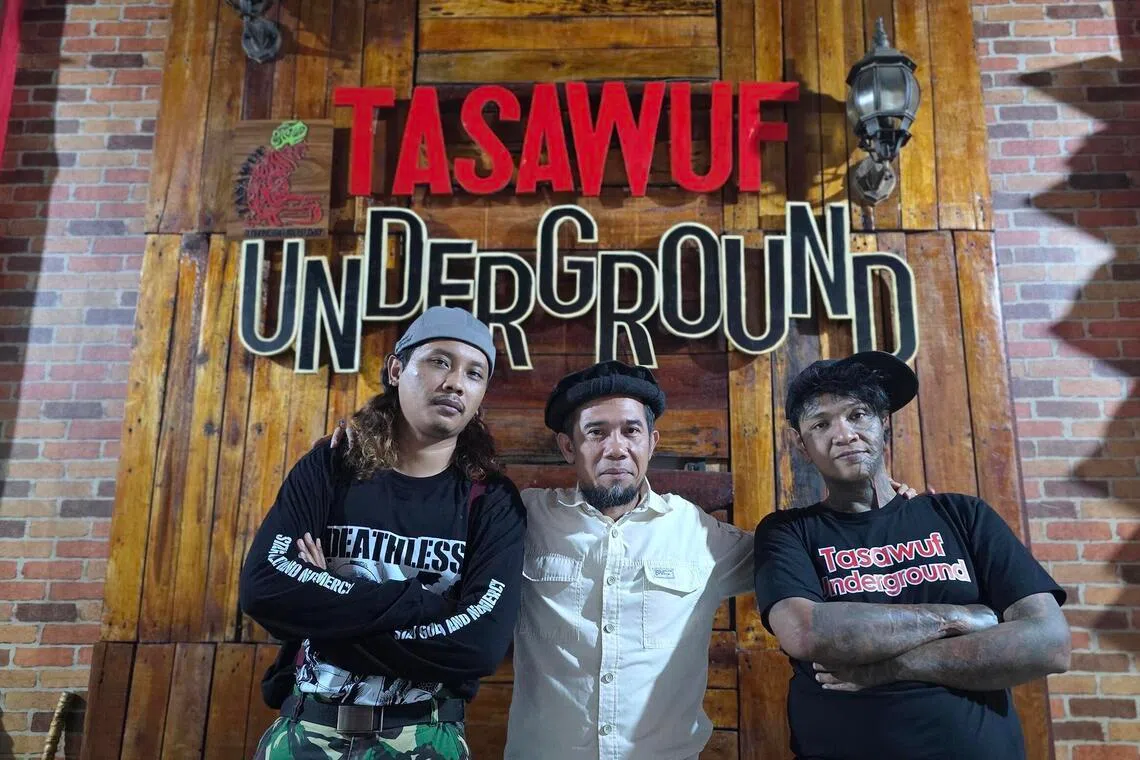 (From left) Mr Ryan, Ustad Halim Ambiya and Mr Ahmad Rezki Fauzi at Tasawuf Underground.