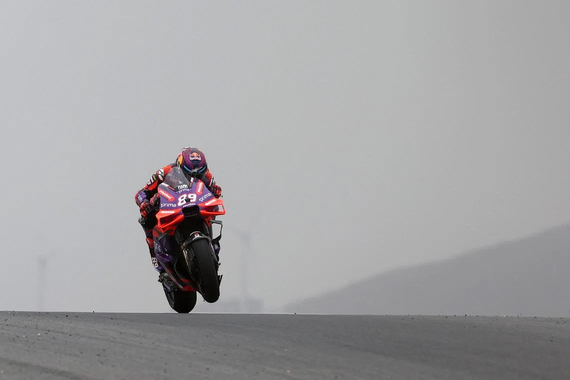 FILE PHOTO: MotoGP - Portuguese Grand Prix - Algarve International Circuit, Portimao, Portugal - March 24, 2024 Prima Pramac Racing's Jorge Martin in action during the race REUTERS/Rodrigo Antunes/File Photo