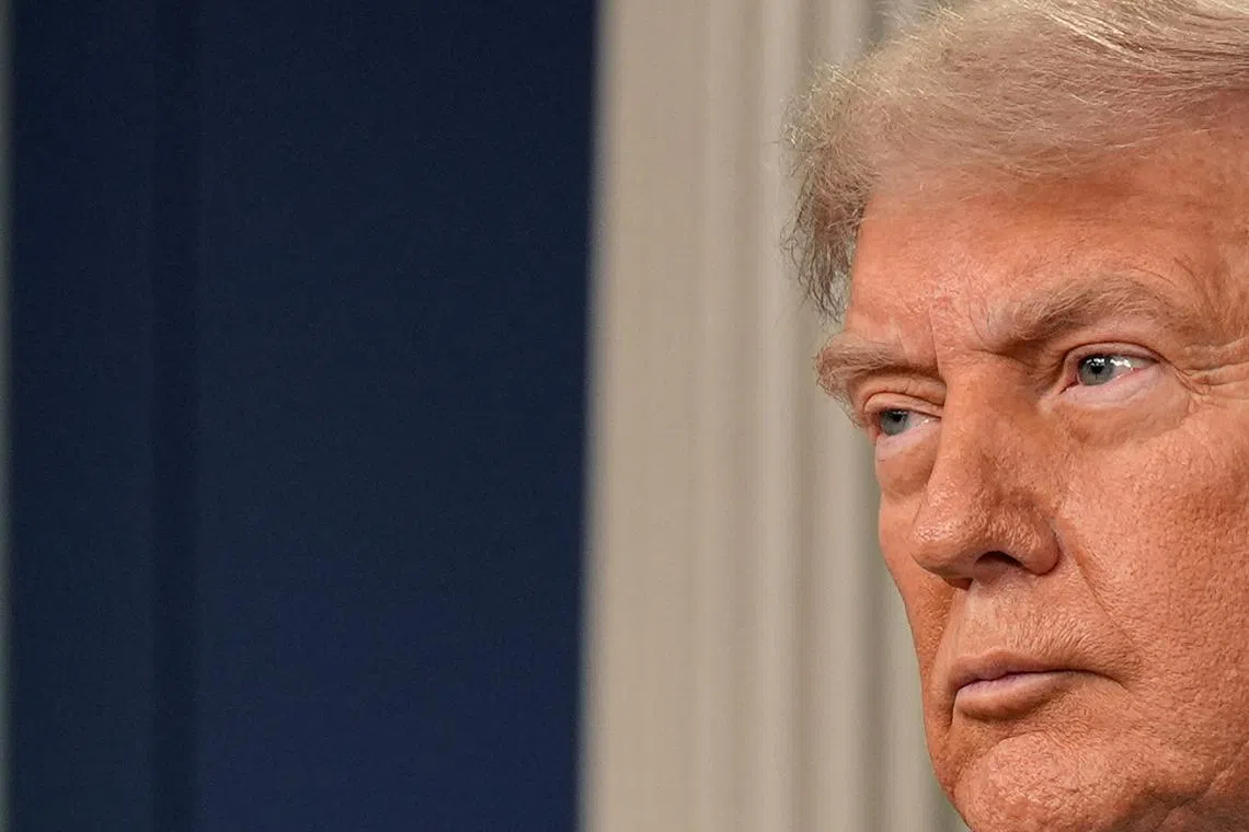 FILE PHOTO: U.S. President Donald Trump speaks to the media, after the U.S. Supreme Court dealt a blow to the power of federal judges by restricting their ability to grant broad legal relief in cases as the justices acted in a legal fight over President Donald Trump's bid to limit birthright citizenship, in the Press Briefing Room at the White House in Washington D.C., June 27, 2025. REUTERS/Ken Cedeno/File Photo