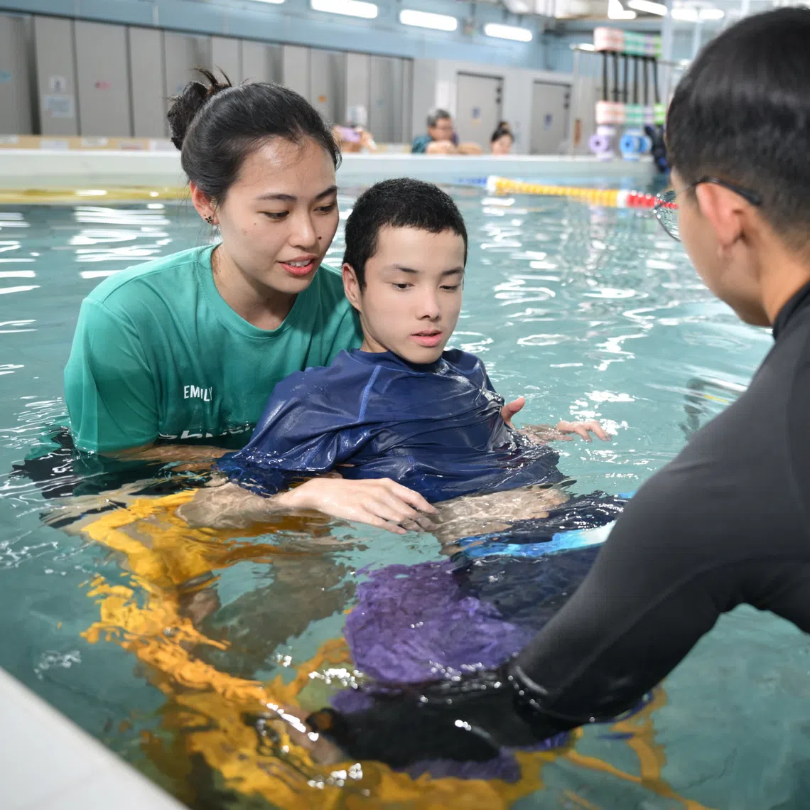 Mr Chan Tian Qiang, 17, who has cerebral palsy, at the launch of Singapore's first water safety programme for people with disabilities on Oct 4.