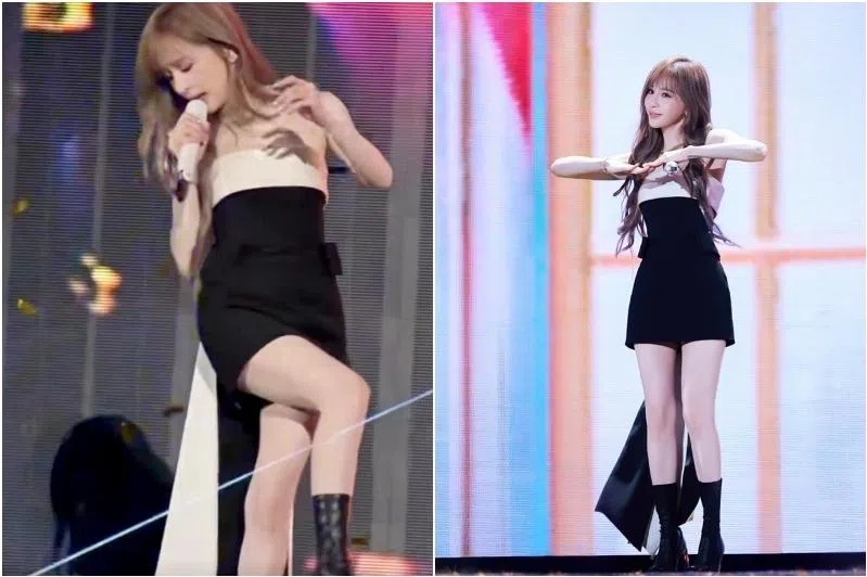 Cyndi Wang's leg was hit by a laser during her concert in Shenzhen on May 5.