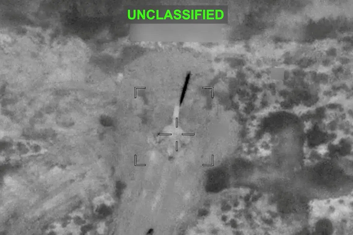 A projectile approaches a target at an unknown location, during what U.S. Central Command (CENTCOM) says are strikes on Iran, in this screen grab taken from a handout video released on July 12, 2026. U.S. Central Command/Handout via REUTERS