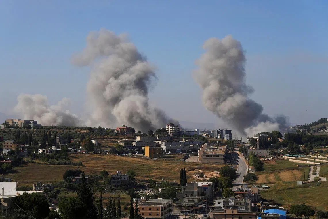 Smoke billowing from southern Lebanon following an Israeli strike on June 20.