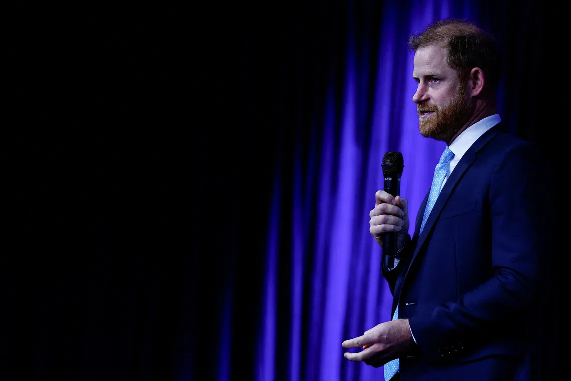Britain's Prince Harry, Duke of Sussex, speaks during the Clinton Global Initiative 2026 Annual Meeting in New York City, US., September 23, 2026. REUTERS/Jeenah Moon