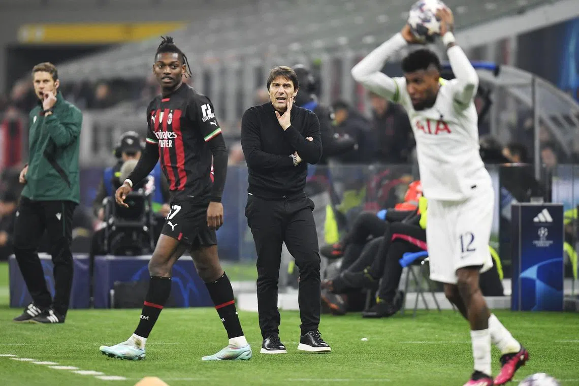 Tottenham Hotspur manager Antonio Conte during the first leg of the Champions League last-16 clash against AC Milan.