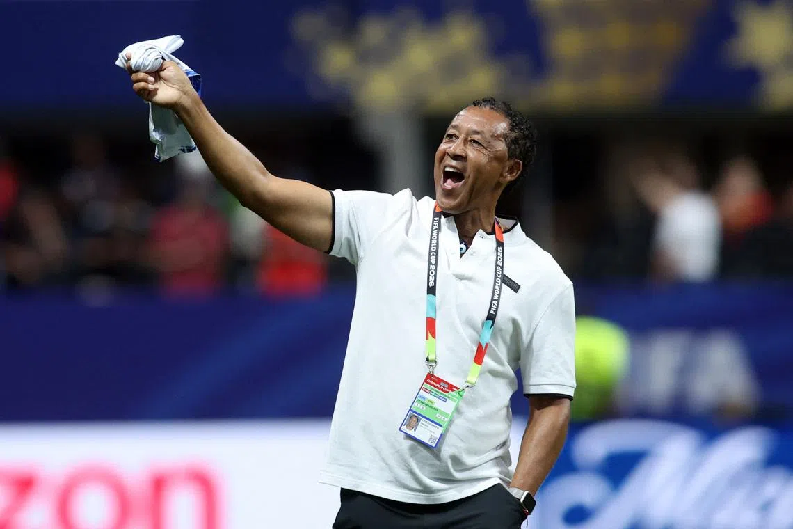 Soccer Football - FIFA World Cup 2026 - Group H - Spain v Cape Verde - Atlanta Stadium, Atlanta, Georgia, U.S. - June 15, 2026 Cape Verde coach Pedro Brito celebrates after the match IMAGN IMAGES via Reuters/Brett Davis