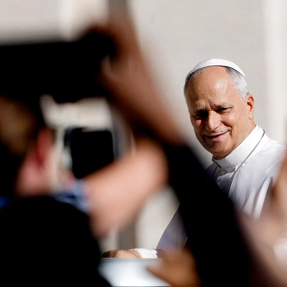 Pope Leo looks on on the day of the weekly general audience in St. Peter's Square at the Vatican, September 23, 2026. REUTERS/Remo Casilli