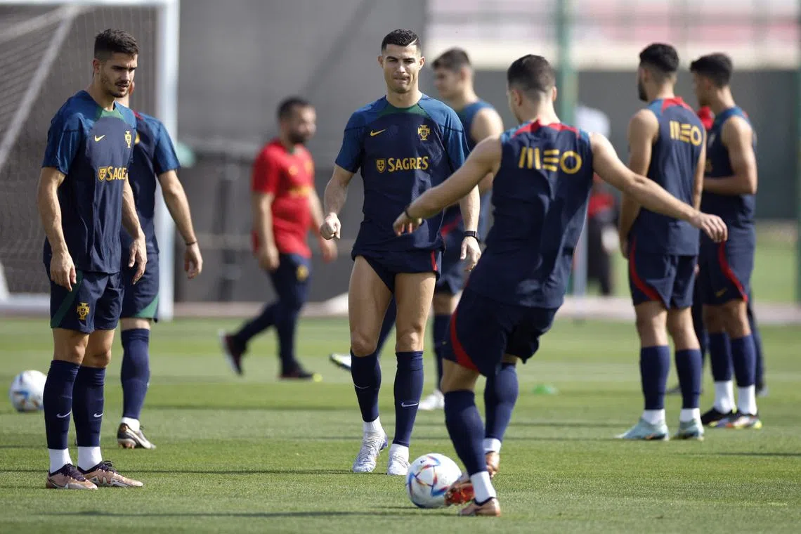 Portugal captain Cristiano Ronaldo at a training session, ahead of their World Cup opener against Ghana on Thursday.
