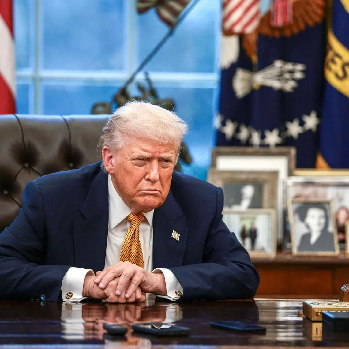 U.S. President Donald Trump is interviewed by Reuters White House correspondent Steve Holland (not pictured) during an exclusive interview in the Oval Office in the White House in Washington, D.C., U.S., January 14, 2026. REUTERS/Evelyn Hockstein