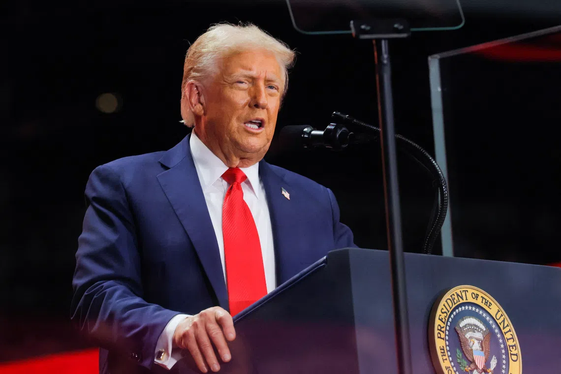 U.S. President Donald Trump speaks at an event at State Farm Stadium in Glendale, Arizona, U.S., September 21, 2025.  REUTERS/Brian Snyder/File Photo
