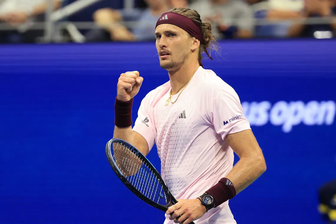 Tennis - U.S. Open - Flushing Meadows, New York, United States - September 4, 2026 Germany's Alexander Zverev reacts during his second round match against France's Quentin Halys REUTERS/Brendan Mcdermid