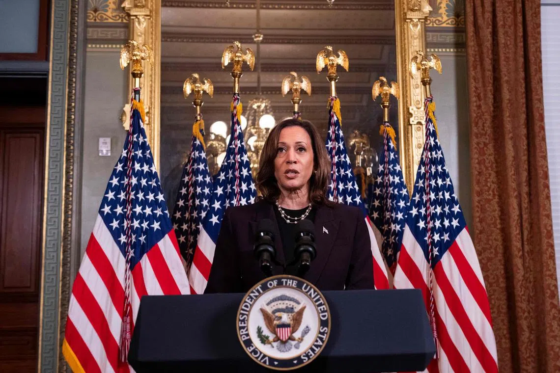 Ms Kamala Harris’ remarks reflected what could be a shift from President Joe Biden in how she deals with Mr Benjamin Netanyahu.