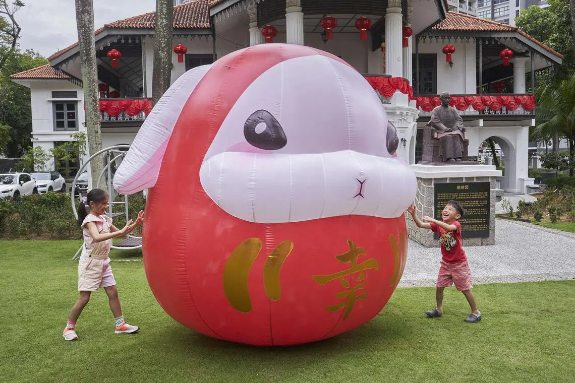 Hong Kong illustrator Chan Siu Kau turns his rabbit character Bit Bit into inflatable durama dolls.