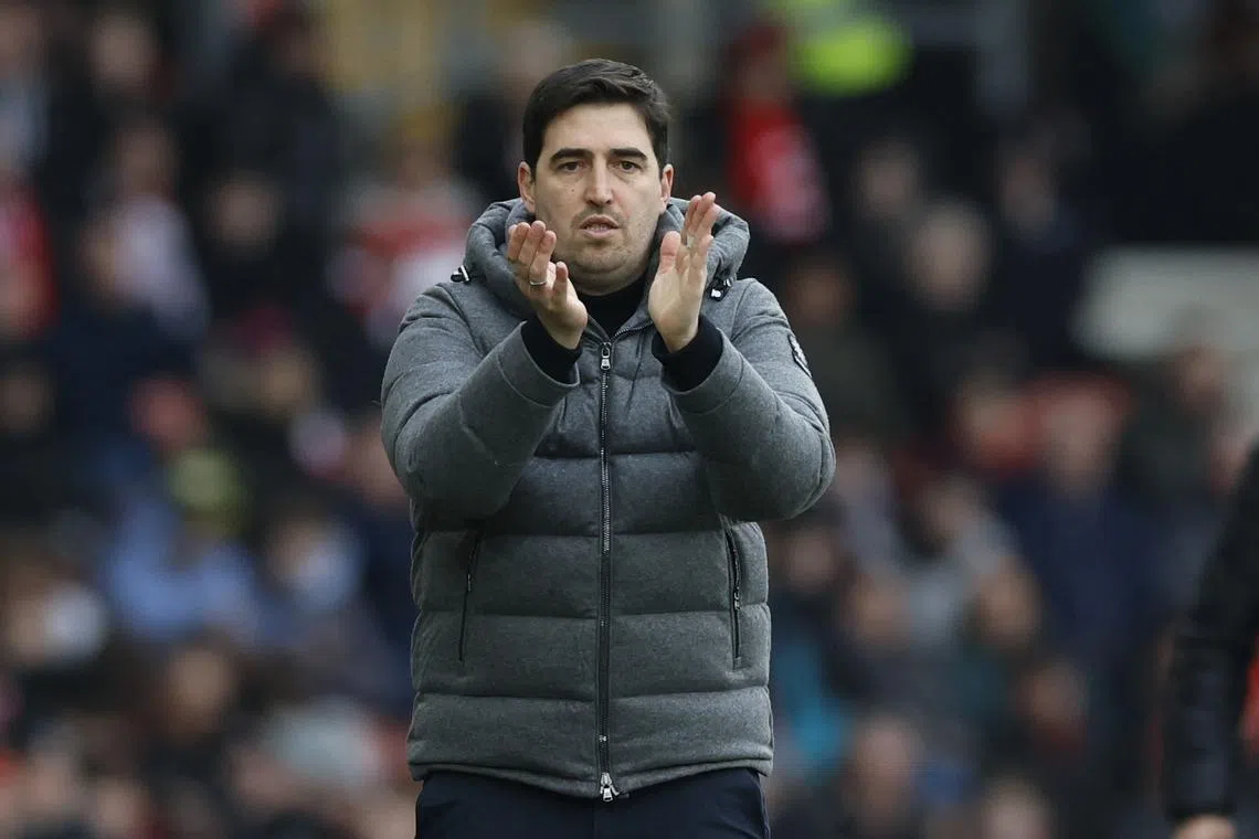 FILE PHOTO: Soccer Football - Premier League - Southampton v AFC Bournemouth - St Mary's Stadium, Southampton, Britain - February 15, 2025 AFC Bournemouth manager Andoni Iraola reacts Action Images via Reuters/Peter Cziborra/File Photo