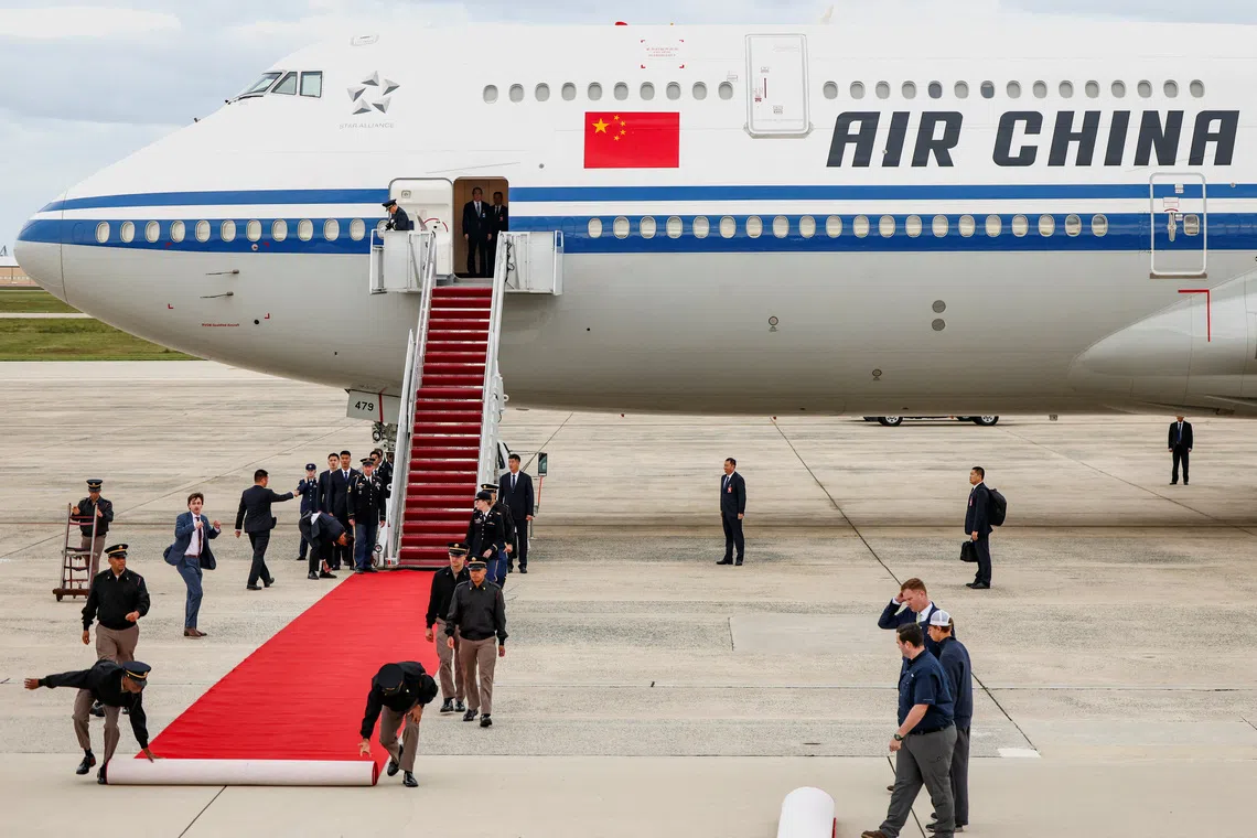 Trump greets China’s Xi in rare airport welcome to kick off three-day state visit